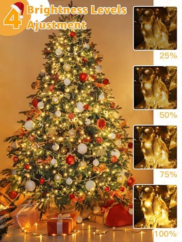 BrightChristmas 1000 LED 328 FT Christmas Lights, Waterproof Outdoor String With Remote and Timer, 8 Modes Dimmable, Fairy Lights for Holiday Decor (Warm White)