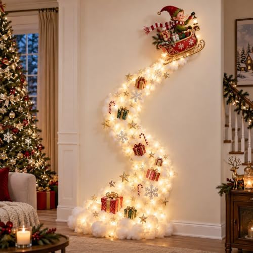 Christmas Magic Trail Wall Light, LED Cascading Holiday Decor，A9