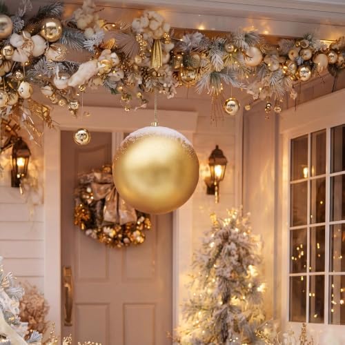 Threan 10 Inch Gold Matte Large Christmas Ball Ornament