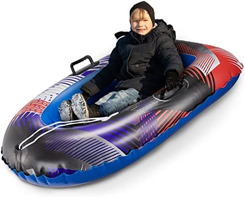 Slippery Racer Inflatable Toboggan Snow Sled for Kids with Reinforced Side Handles.
