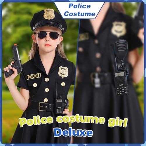 Girls Police Officer Costume Kids for Halloween with Accessories