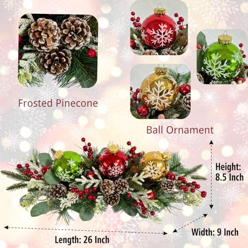 Svndlyn Lighted Christmas Centerpiece with 3 Snowflake Ball Ornaments