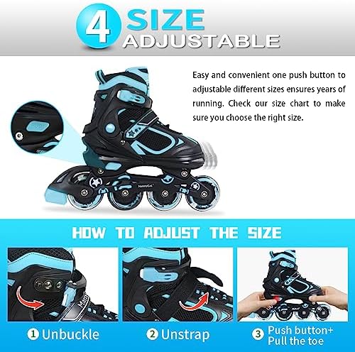 MammyGol Adjustable Inline Skates for Kids Boys Girls Youth Blades Roller Skates with Light up Wheels Ages 4-16