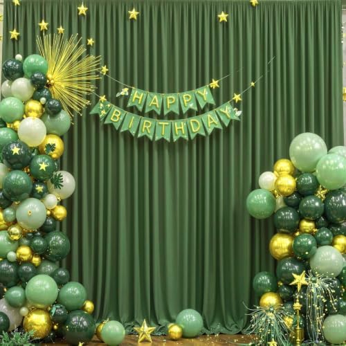 10x10 Valley Green Backdrop Curtain for Parties Wrinkle Free Dark Green Photo Curtains Backdrop Drapes Fabric Decoration for Baby Shower Birthday Party Photography 5ft x 10ft,2 Panels