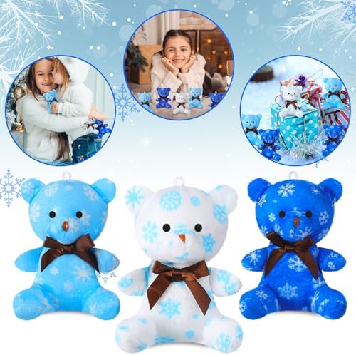 Haull 18 Pcs Winter Snowflake Stuffed Animals Plush Bears Bulk