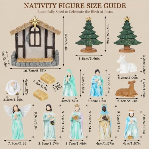 Christmas Nativity Scene Set with LED Lights,Indoor Christmas Decorations