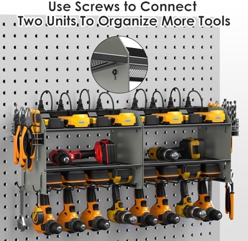 CCCEI Wall Mount Modular Tool Charging Organizer, Grey, 1 Pack, 3 Tier.