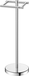 FORIOUS Toilet Paper Holder Wall Mount, Stainless Steel Rustproof Double Post Pivoting Tissue Roll Holder for Bathroom, Commercial Toilet Paper Dispenser Freestanding Toilet Paper Stand, Chrome