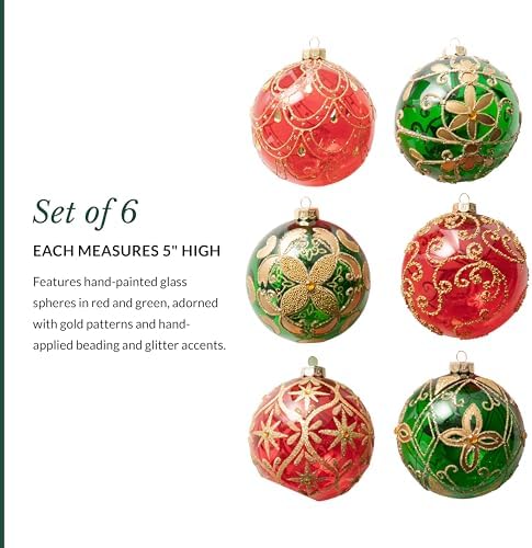 Balsam Hill Christmas Cheer Jumbo Ornament Set - Old-World Holiday Treasures Vintage Ornaments, 35 Pieces for Tree Decorations