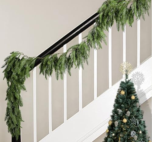 2 Pcs Christmas Norfolk Pine Garland, 6Ft Artificial Pines Greenery Garland