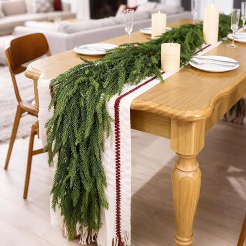 6FT 2PCS Artificial Christmas Norfolk Pine Garland for Fireplace Decor