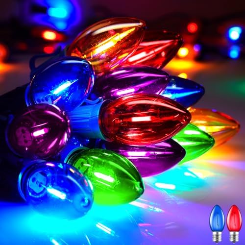 Vintage C9 Christmas Lights Outdoor, 100Ft 100 LED Multicolor String Lights