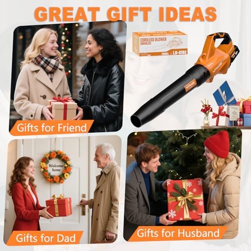 Leaf Blower Cordless, New Upgraded 1200W Brushless Motor Leaf Blower, 700CFM 200MPH with 3 Speed Modes, 160Mins Max Runtime, Handheld Electric Blower for Lawn Care, Yard, Dust & Snow (Orange)