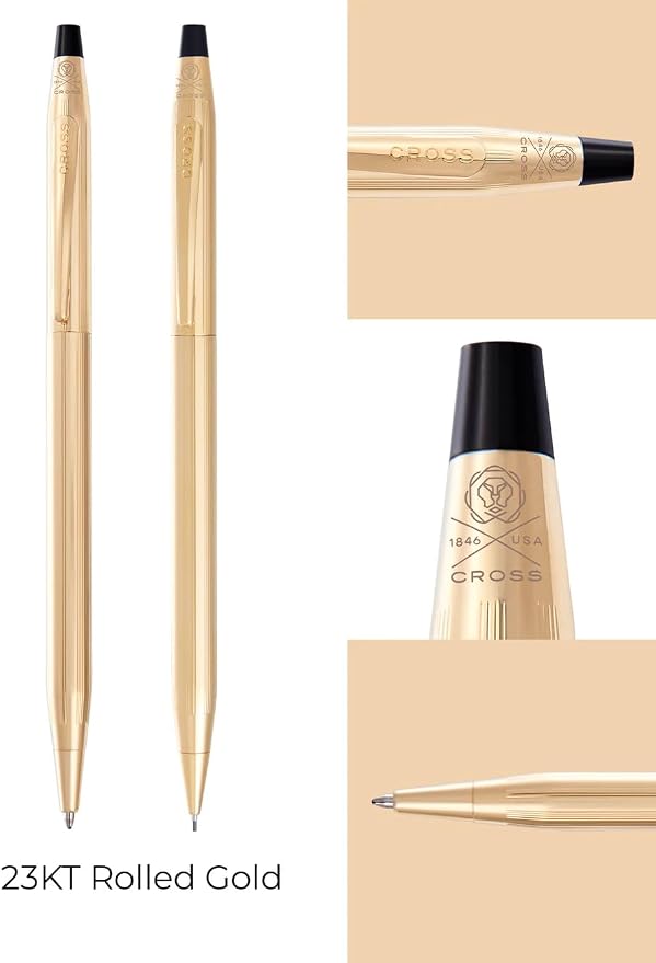 Cross Classic Century 23KT Gold Plated Ballpoint Pen & 0.7MM Mechanical Pencil Set.