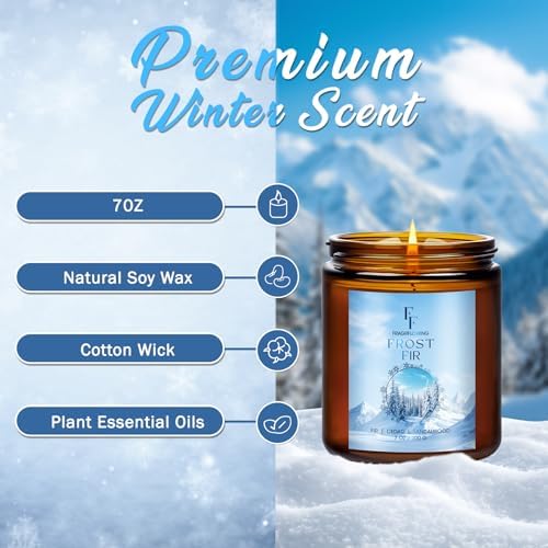 Christmas Candles, Winter Scented Candles for Home, 4 Pack Holiday Natural Soy Candles, Gifts for Women Men, Fragrance of Fir/Hot Cocoa/Vanilla Cookies/Cinnamon