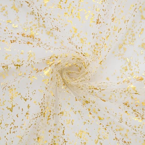 Artoid Mode 2-Pack Beige Gold Gauze Table Runner 10FT, Glitter Metallic Foil Sheer Dining Wedding Anniversary Holiday Birthday Table Decor for Home Party