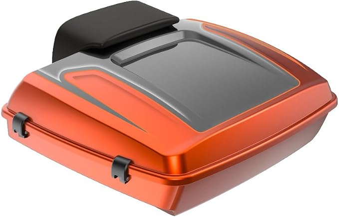 Advanblack Road Glide Tour Trunk Pack Whiskey Neat W/Raven Metallic Razor Tour Trunk Pack Backrest Pad for '97-'25 Harley Touring Road King Street Glide Electra Glide CVO Models