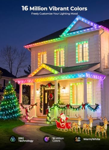 Smart Outdoor Christmas Lights, 150 LED RGB C9 String Lights, APP & Remote