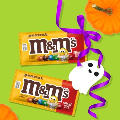 M&M'S Peanut Milk Chocolate Candy, Bulk Individually Wrapped, 62 oz
