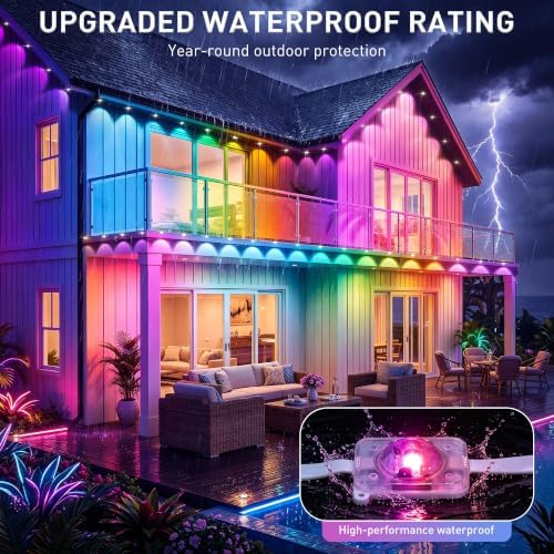 LITSOUL 600FT Permanent Outdoor Lights for House RGB+IC, Chasing Effect Smart RGB+IC Eave LED Lighting with 16 Million Colors, Waterproof Outdoor Strip Lights for Christmas Halloween Holiday Daily