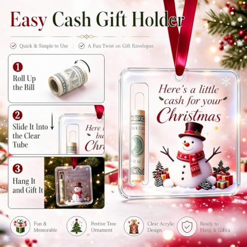 10PCS Christmas Cash Gift Ornament, Acrylic Christmas Money Holder for Cash