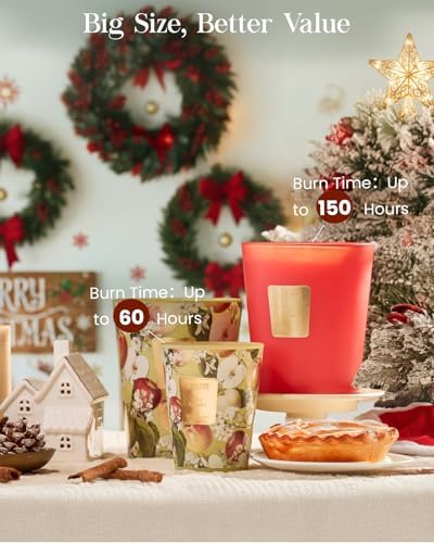 M&SENSE Apple Crumble Soy Candle, 35oz 3-Wick, Autumn Thanksgiving Candles