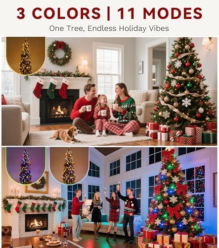 DWVO 7.5ft Pre-Lit Pencil Christmas Tree 350 LED Lights Remote Control