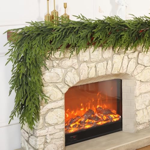Artificial Christmas Norfolk Pine Garland for Mantle Decor (5 FT,2 PCS)