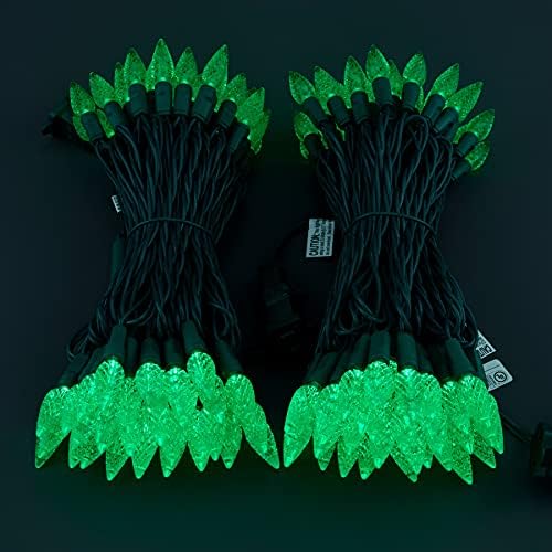 YULETIME 140 Green C6 Christmas String Lights, 2-Set 36 ft 70 One-Piece LED