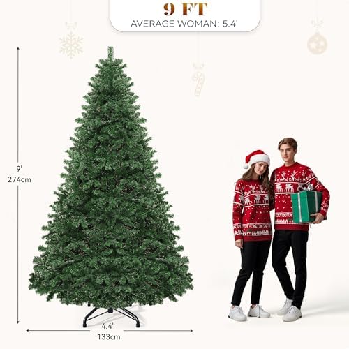 YITAHOME 9ft Green Spruce Artificial Christmas Tree with 2028 Branch Tips