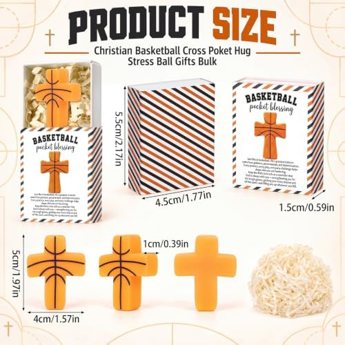 30 Sets Christian Encouragement Gifts Basketball Pocket Cross with Boxes