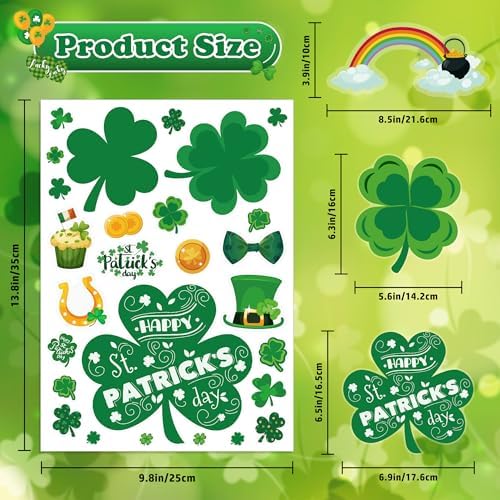 MDDRUIQI St Patricks Day Decorations - 105 PCS St Patricks Day Window Clings - Shamrock Stickers for Glass Reusable Static Spring Shamrock Decorations | St Patricks Day Decor