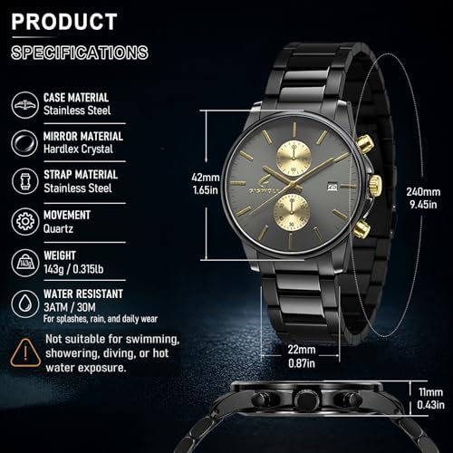 Stylish Stainless Steel Men's Watches with Functional Chronograph Subdials