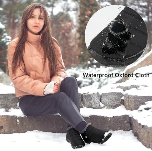 Alicegana Snow Boots for Women Winter: Warm Fur Lined Ankle Booties Comfortable Waterproof Slip On Lightweight Womens Boots