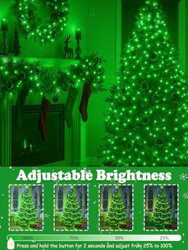 2 Pack 200 LED Christmas Lights 13 Modes Extendable Christmas Tree Lights