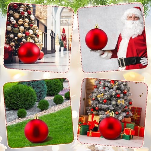 Threan 10 Inch Red Matte Large Christmas Ball Ornament