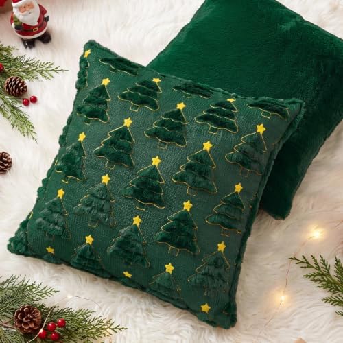 Softalker Christmas Pillow Covers 20x20 Set of 2, Green Home Decorations