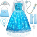 Davvew Princess Dresses for Girls Light Up Princess Costume for Christmas Halloween Toddler Princess Dress Up Clothes