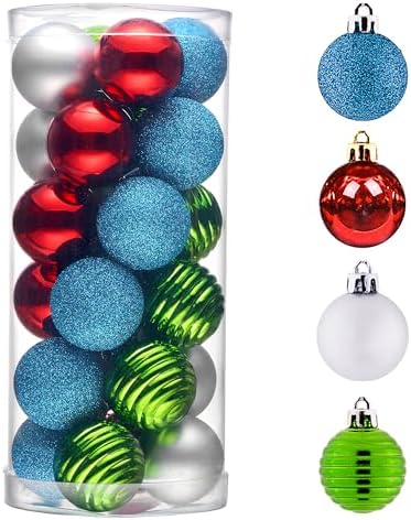 Valery Madelyn Small Christmas Tree Decorations Ball Ornaments 24ct 1.57"