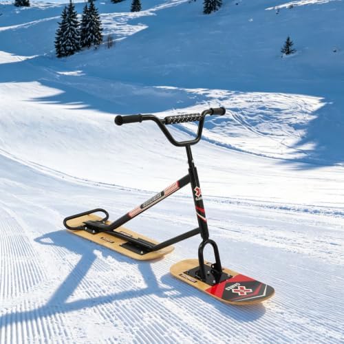 Dual-Ski Snow Skate, Snow Scooter, Skateboard with 360° Steering Front Ski