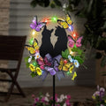 Cat Solar Light Outdoor Garden,Cat with Butterfly Flower Colorful LED Decor