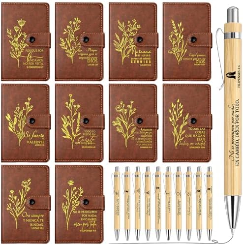 Spakon 40 Pcs Christian Prayer Journals with Pens, Spanish Bible Words
