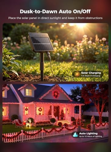 6 Pack 600LED Solar Christmas Lights Outdoor Waterproof, Red 240 FT