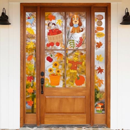 Thanksgiving Decorations - Reusable Static Window Clings for Glass
