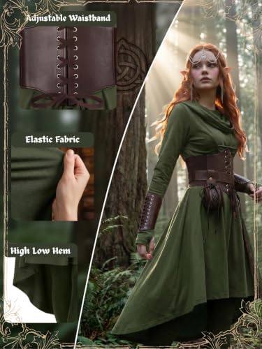 10 Pcs Women Renaissance Halloween Fairy Costumes Medieval Elf Dress S-XXL