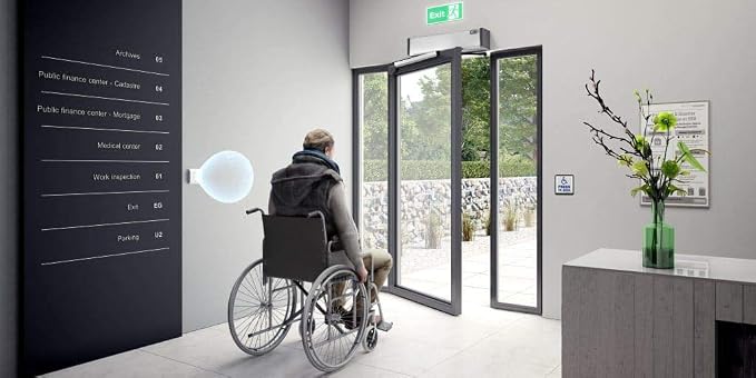 DSW120 Residential Handicap Swing Door Opener with 2PCS 304 Stainless Steel Hardwired Handicap Push Buttons+1PCS Stainless DC12V 550lbs Fail Safety Electric Lock