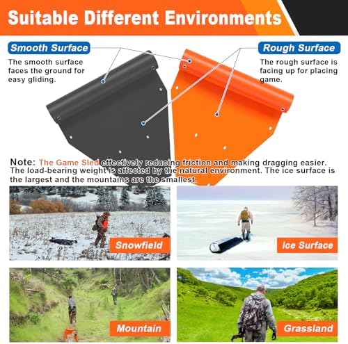 Bayattoo Hunter Dragging Mat Game Drag Sleds - Heavy-Duty Tear-Resistant Game Hauler for Hunting with Ropes and Handles, Portable and Durable Outdoor Gear (2 Set)