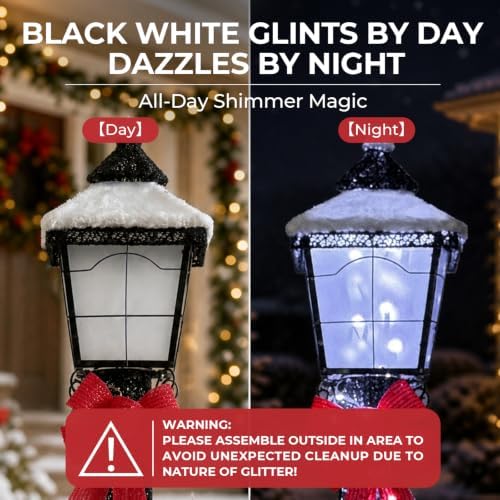 60 Inch 3D Lamp Post Lighted Outdoor Christmas Decoration Black