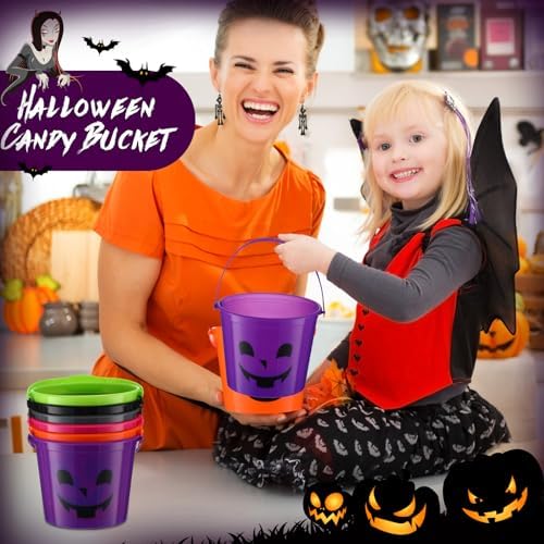 Jenaai 36 Pcs Halloween Pumpkin Buckets Bulk Small Plastic Candy Buckets