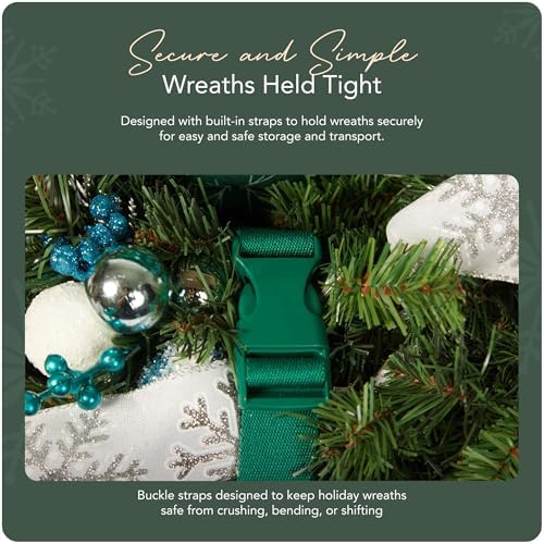 Covermates Deluxe Structured Wreath Storage Bag, 36" Diameter, Green Snow
